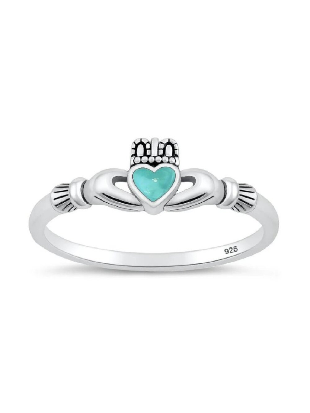 NWT- Genuine Turquoise Sterling Silver (925) Claddagh Ring